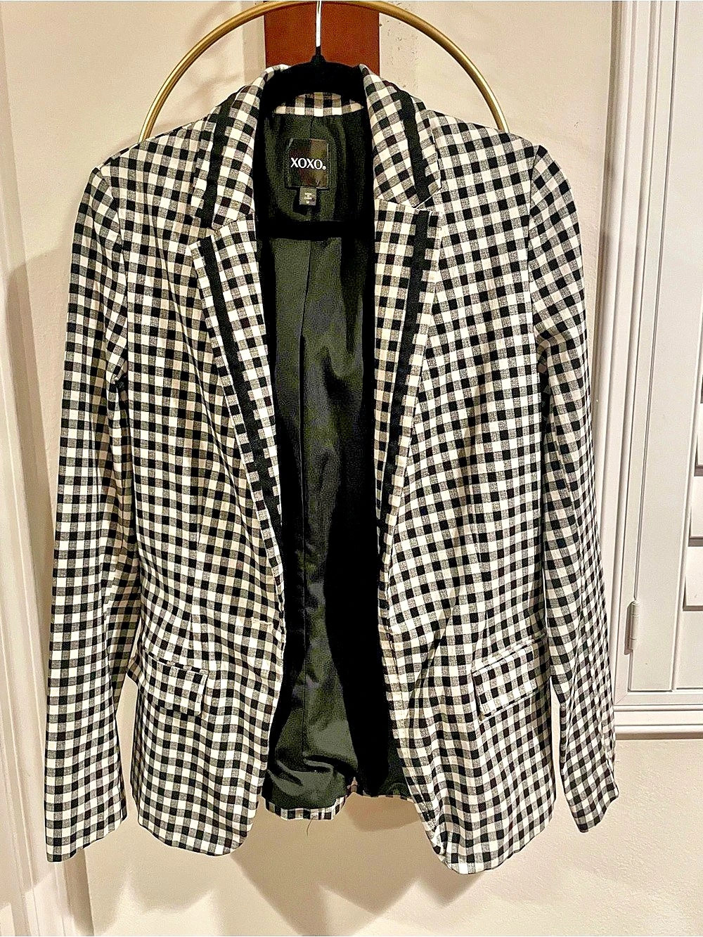 XOXO Gingham Blazer in Black & White Size Medium Like New